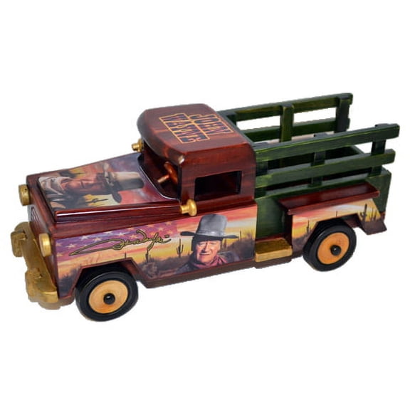 The Hamilton Collection John Wayne American Man's Highway On The Road With Wood Truck Sculpture 10-Inches