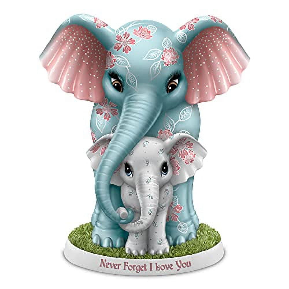 Hand-Painted Blue and Pink Resin Elephant Figurine