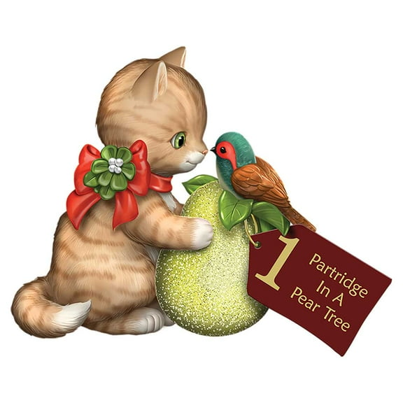 The Hamilton Collection Partridge In A Pear Tree 12 Days of Christmas Cat Figurine by Kayomi Harai Christmas Decoration 2.5-Inches
