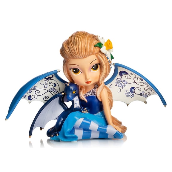 The Hamilton Collection Peaceful Travels Blue Willow Fairy with Dragon Figurine Jasmine Becket-Griffith 4-Inches