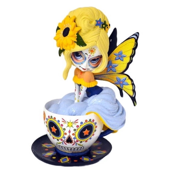 The Hamilton Collection Savory Sunflower Sugar Skull Fairy Day of the Dead Figurine Part of the Tea with The Spirits Series by Jasmine Becket-Griffith 5-Inches #6