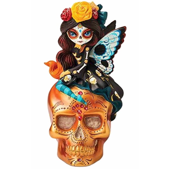 The Hamilton Collection Spirit of The Blessed Peace Glow in The Dark Sugar Skull Decor by Jasmine Becket-Griffith 6-inches