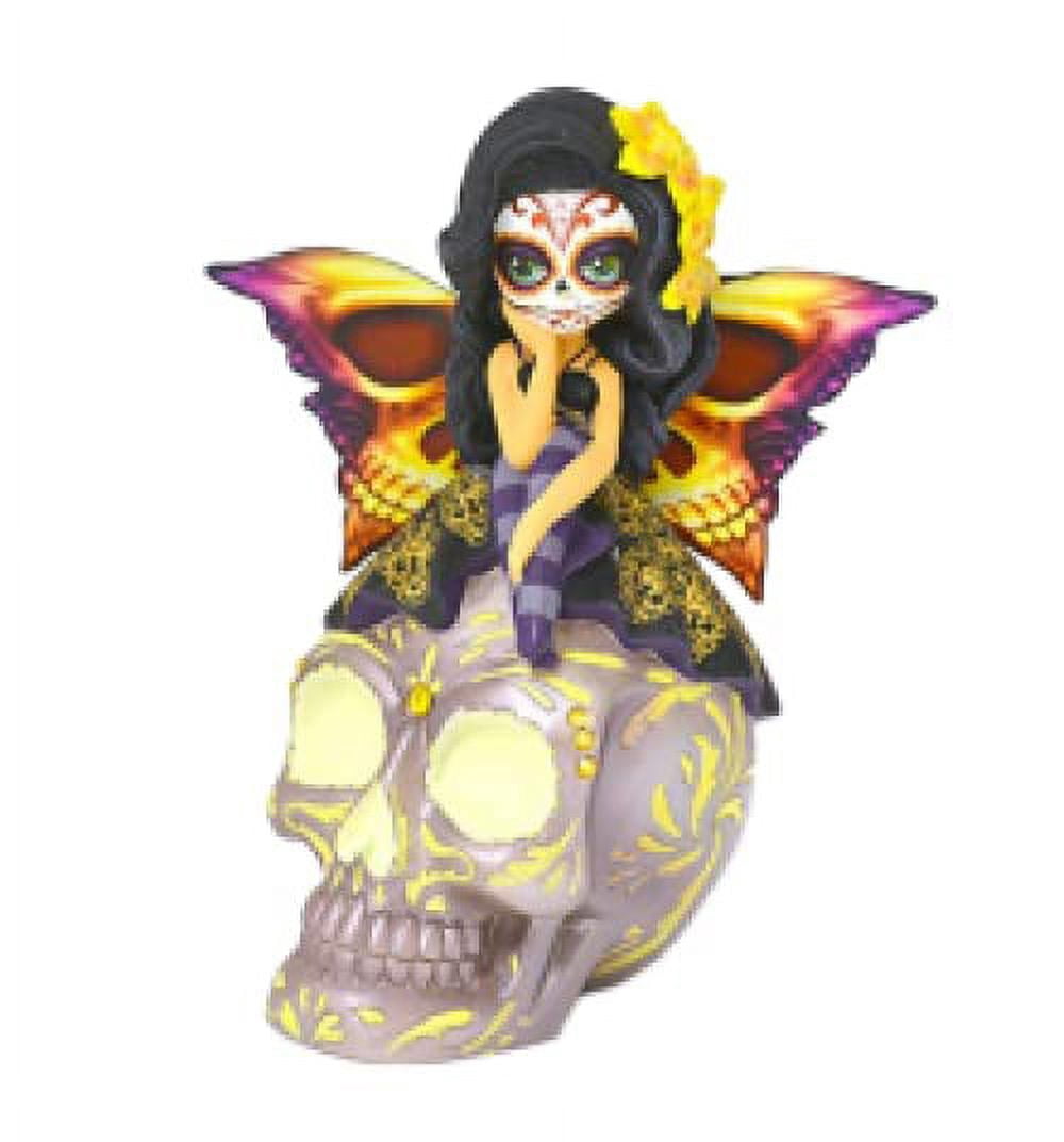 The Hamilton Collection Spirit of The Inspiring Hope Glow in The Dark Sugar Skull Decor by Jasmine Becket-Griffith 6-inches