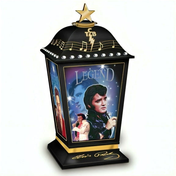 The Hamilton Collection 'The Many Sides of Elvis' Lantern Collection Issue #1 ELVIS: The Legend Lantern Handcrafted Illuminated Tribute with Archival Photographs and Full-Color Imagery 7-inches