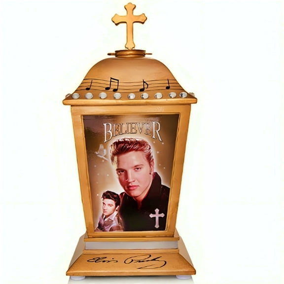 The Hamilton Collection 'The Many Sides of Elvis' Lantern Collection Issue #2 ELVIS: The Believer Lantern Handcrafted Illuminated Tribute with Archival Photographs and Full-Color Imagery 7-inches