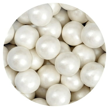 The Hampton Popcorn & Candy Company Gumballs, 1 Inch White Shimmer, 2 Pound Bag (Approx. 110 Pieces)