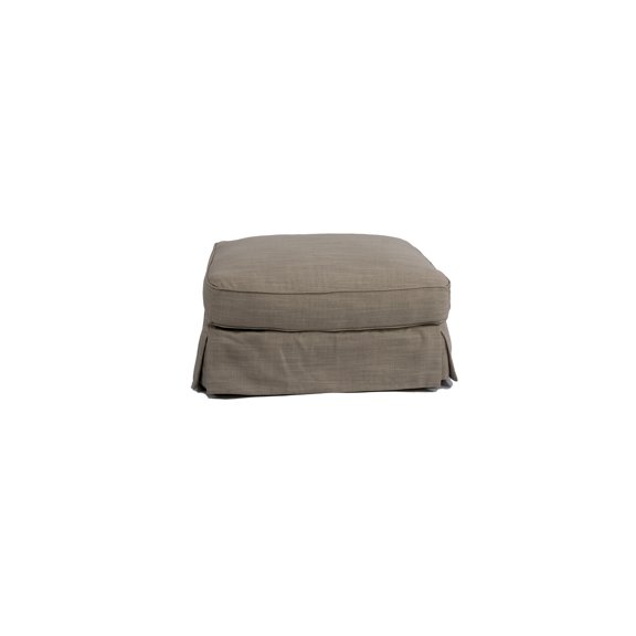 The Hamptons Collection 18” Neutral Brown Box Cushion Slipcovered Ottoman