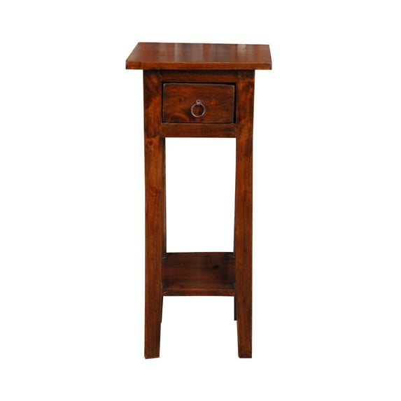 The Hamptons Collection 25.75" Brown Cottage Narrow Side Table with Drawer