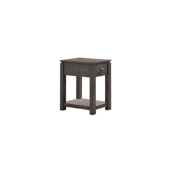 The Hamptons Collection 27” Gray Wooden Narrow End Table with Drawer and Shelf
