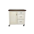thumbnail image 1 of The Hamptons Collection 37" Antique White Frame with Chestnut Top Kitchen Cart, 1 of 3