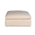 thumbnail image 1 of The Hamptons Collection 44" Tan Fabric Upholstery Slipcovered Square Modular Pouf Ottoman, 1 of 2