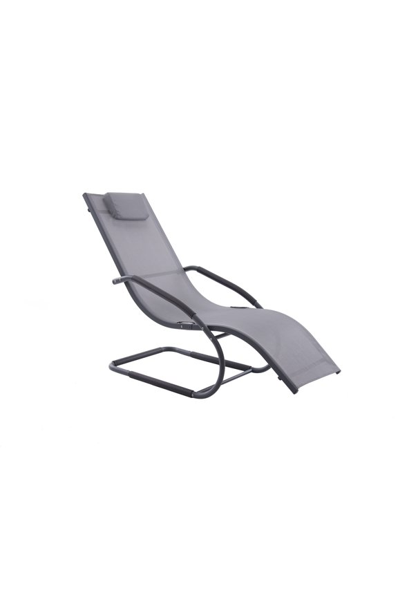 66 Gray Modern Aluminum Outdoor Lounge Chair with a Pillow