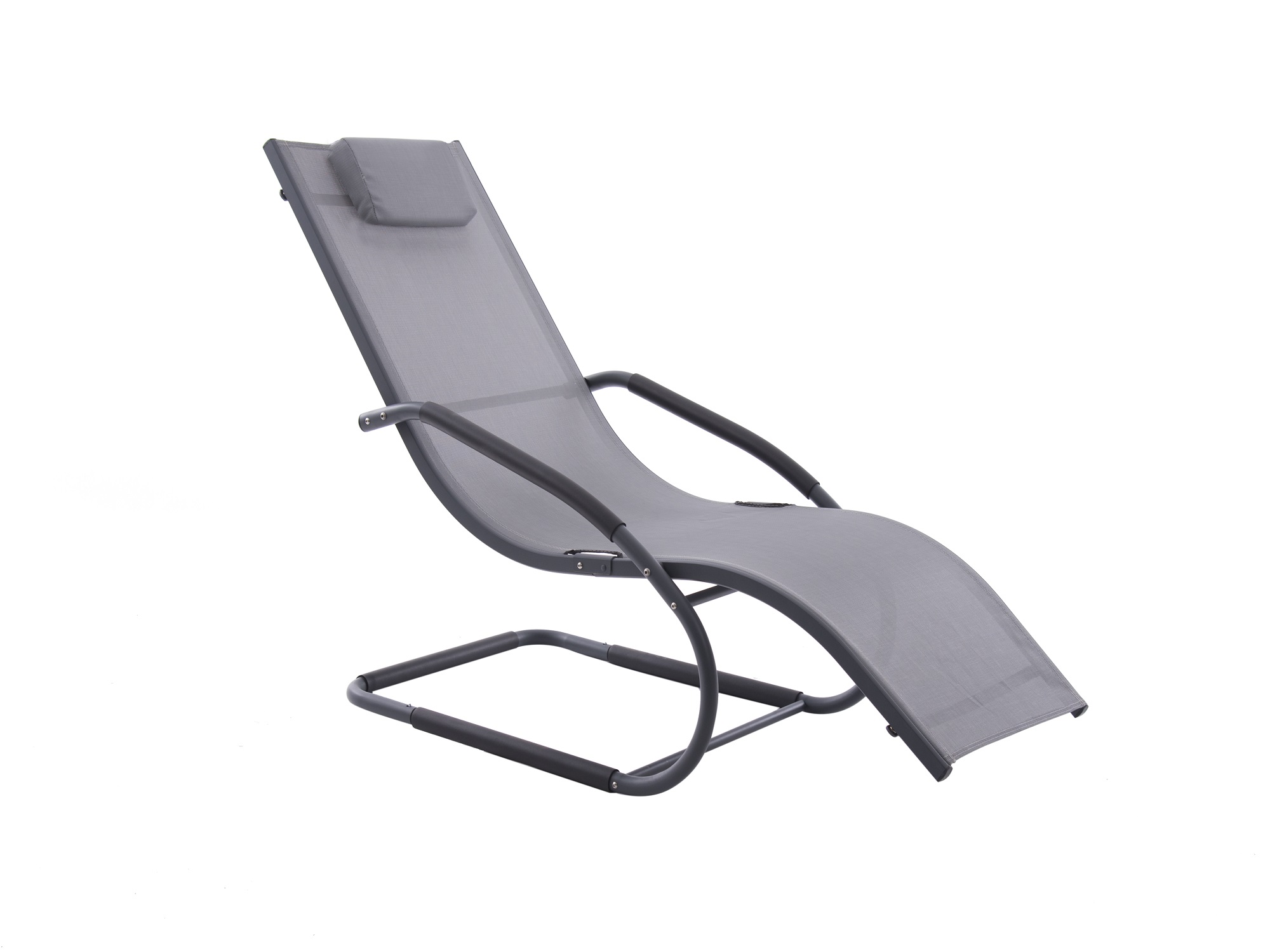 The Hamptons Collection 66” Gray Modern Aluminum Outdoor Lounge Chair with a Pillow - image 1 of 2