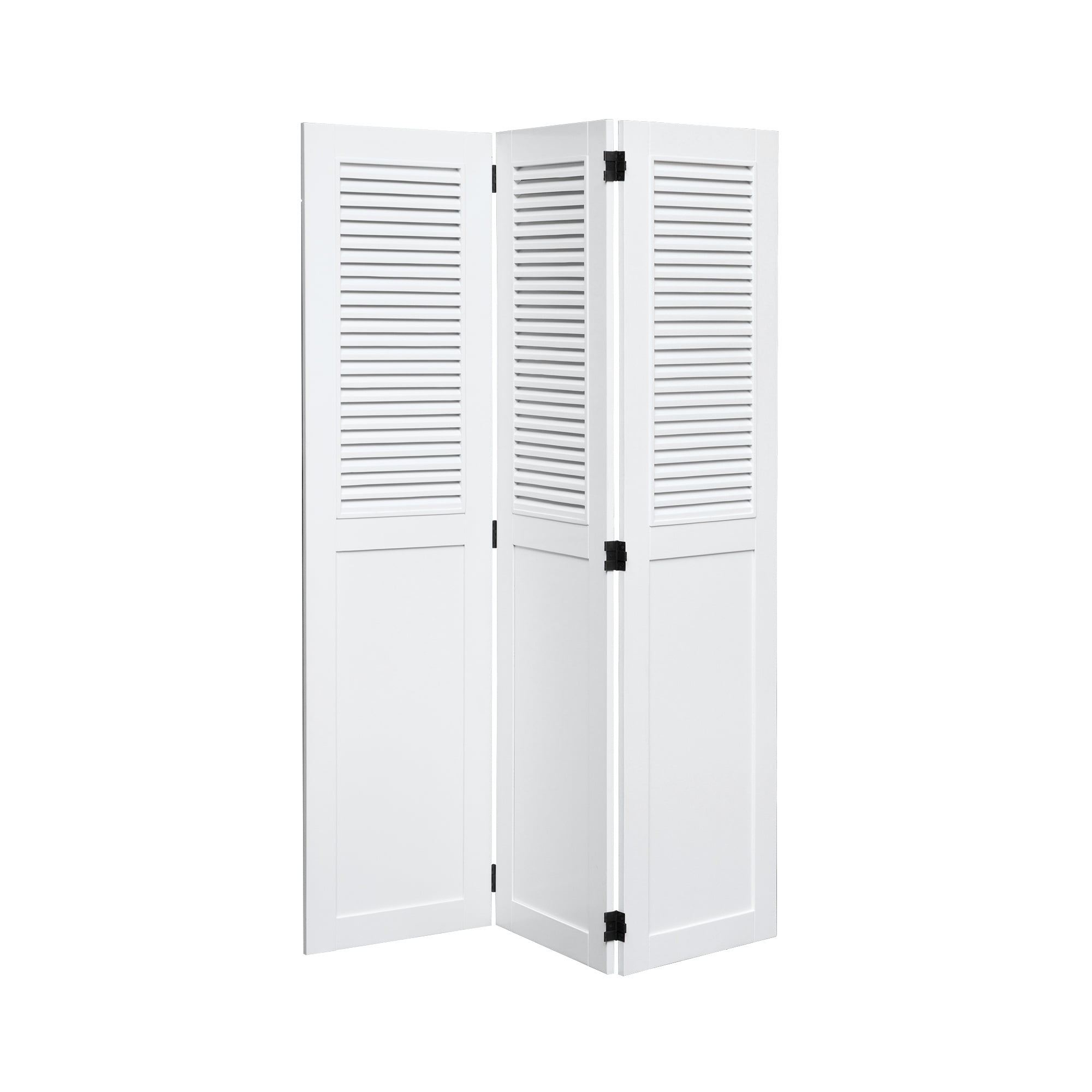 The Hamptons Collection 70" White Louvered Panel Shutter Wood Room