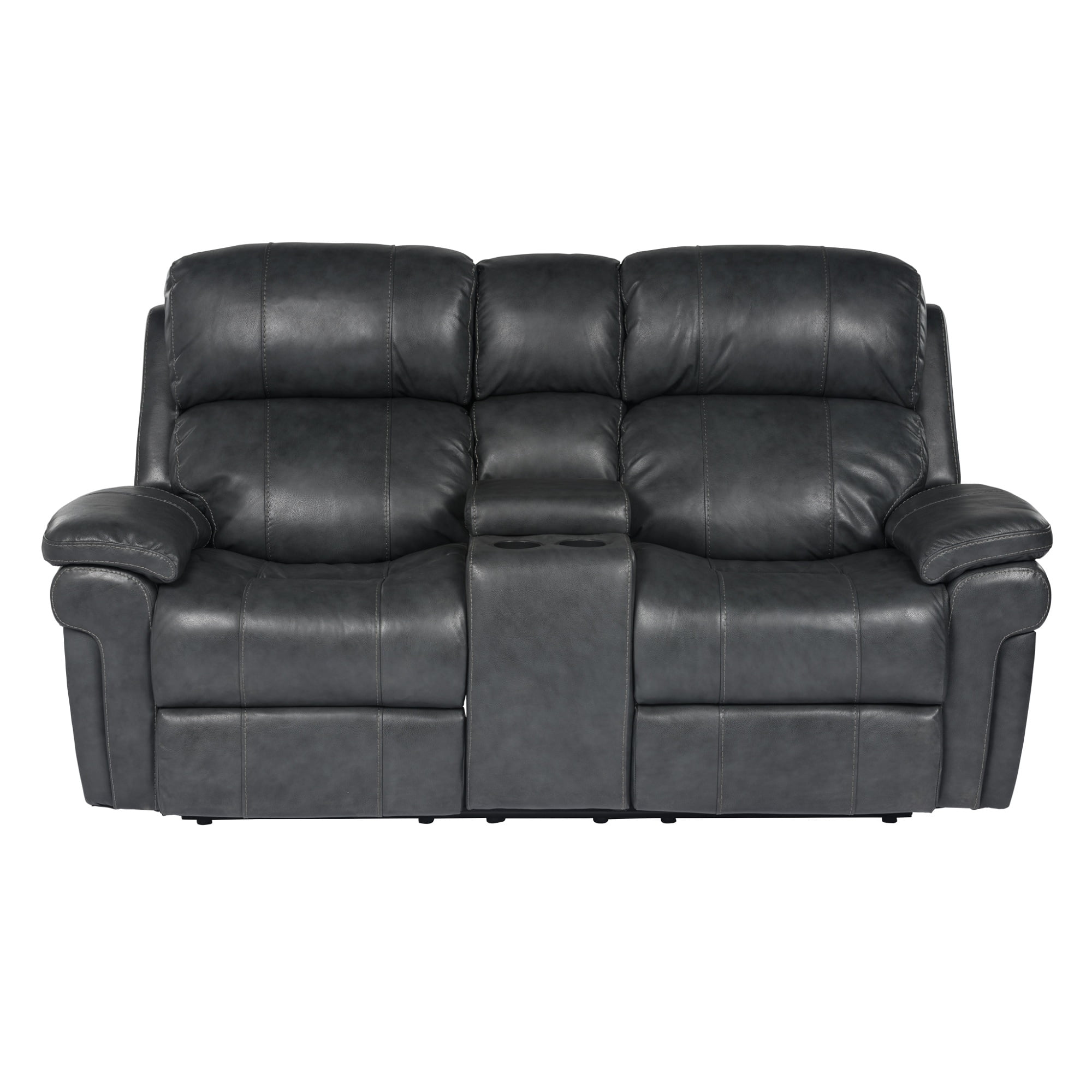The Hamptons Collection 77" Black Leather Reclining Loveseat with Power
