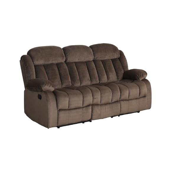 The Hamptons Collection 87” Brown Teddy Bear Microsuede Fabric Reclining Sofa