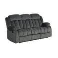 thumbnail image 1 of The Hamptons Collection 87” Grey Overstuffed Microsuede Fabric Reclining Sofa, 1 of 5