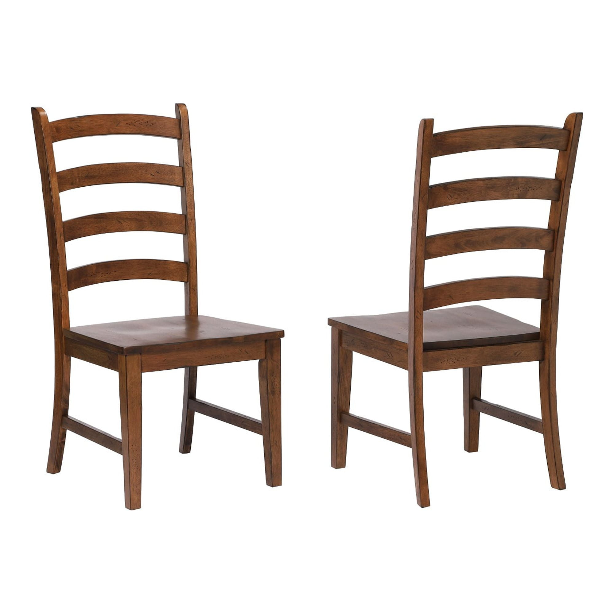 Amish Brown Solid Wood Ladderback Dining Side Chairs, Set of 2