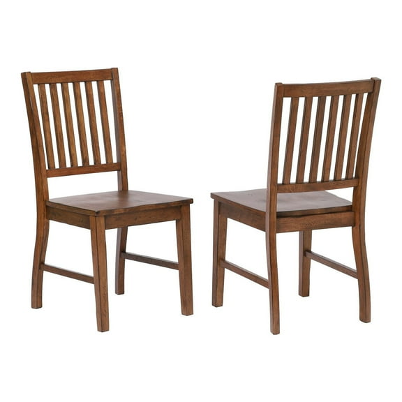 The Hamptons Collection Set of 2 Amish Brown Handcrafted Wooden Slat Back Dining Chairs 36
