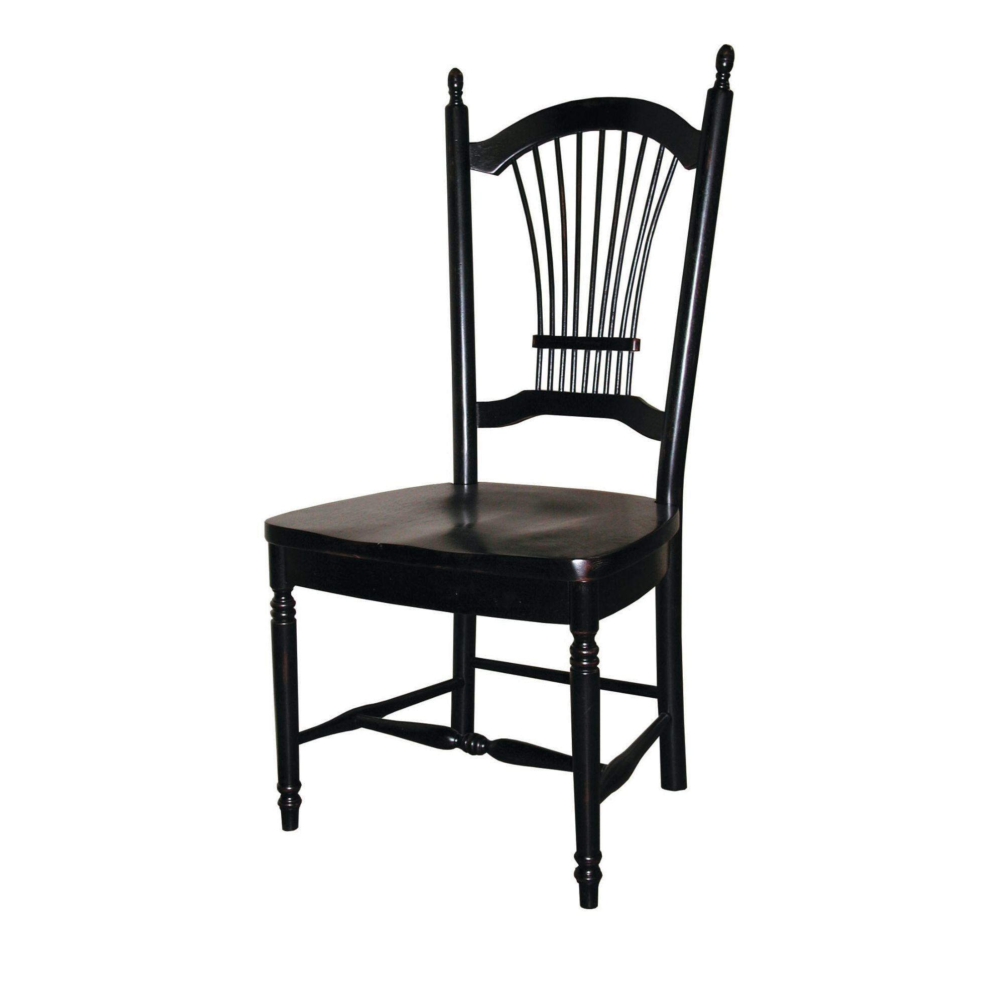 The Hamptons Collection Set of 2 Antique Black Wooden Dining Chairs 44”