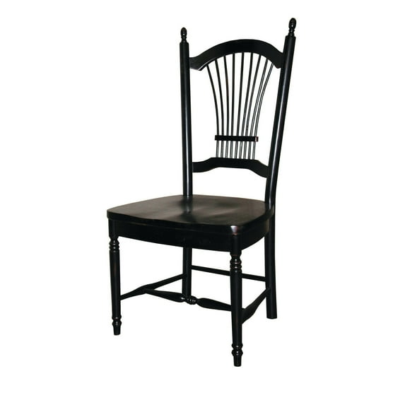 The Hamptons Collection Set of 2 Antique Black Wooden Dining Chairs 44”