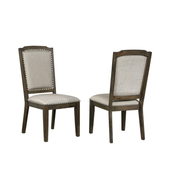 The Hamptons Collection Set of 2 Brown and White Upholstered Fabric Wooden Dining Chairs 41