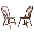 thumbnail image 1 of The Hamptons Collection Set of 2 Chestnut Brown Curved Spindle Back Wooden Dining Chairs 41”, 1 of 5