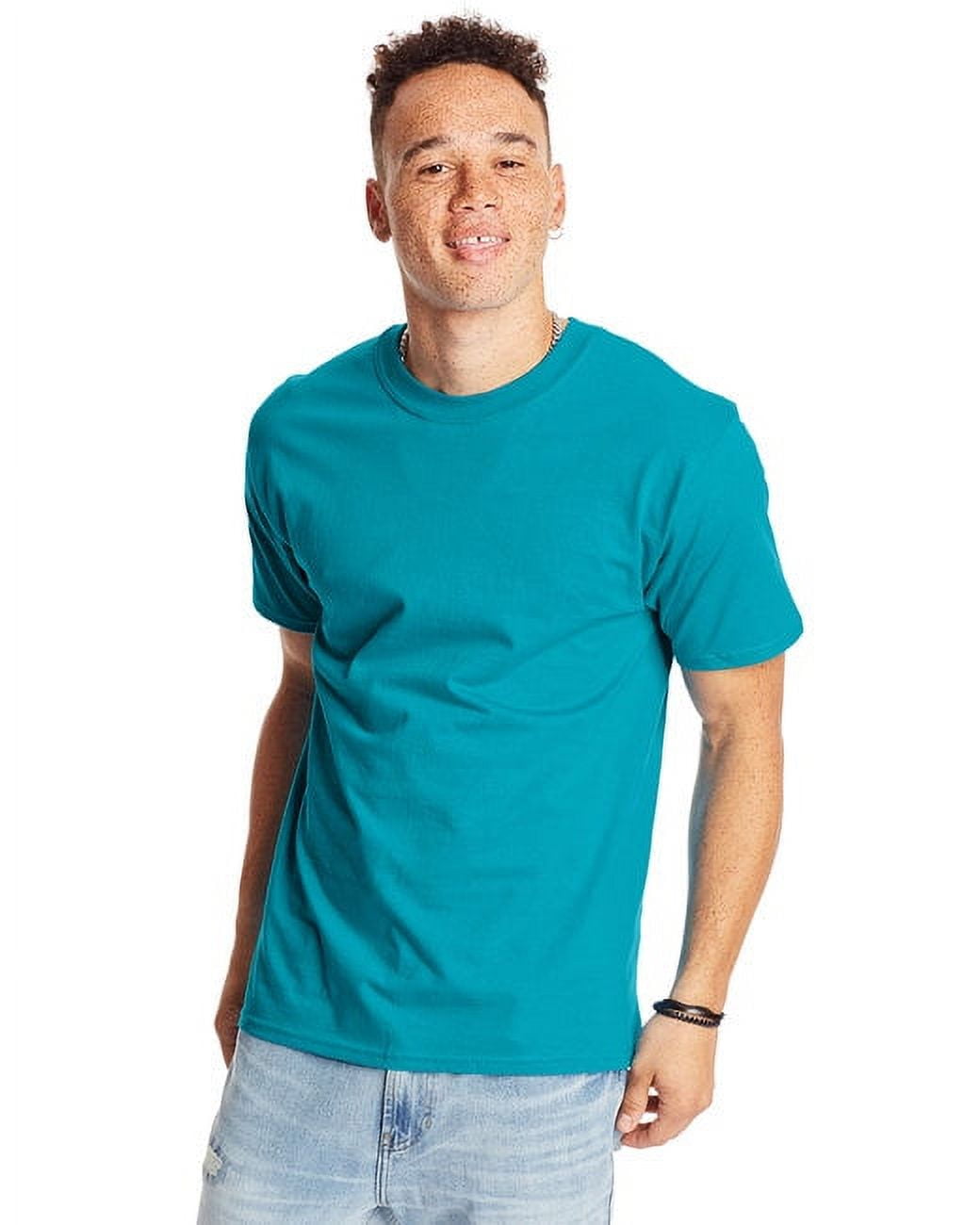 The Hanes 61 oz Beefy-T - TEAL - L - Walmart.com