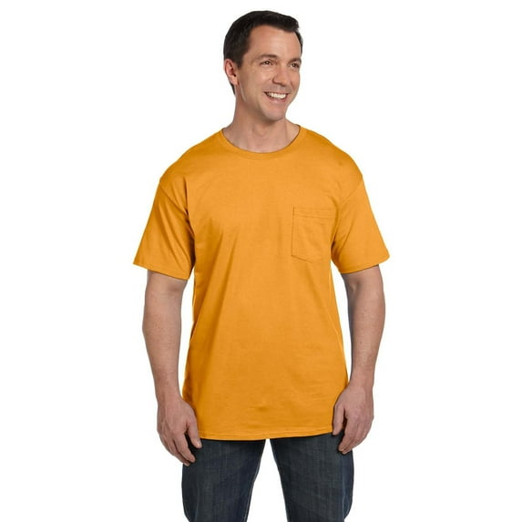 The Hanes 61 oz Beefy-T with Pocket GOLD S
