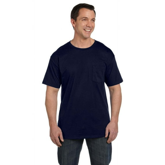 The Hanes 61 oz Beefy-T with Pocket - NAVY - 3XL