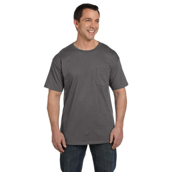 The Hanes 61 oz Beefy-T with Pocket SMOKE GRAY XL