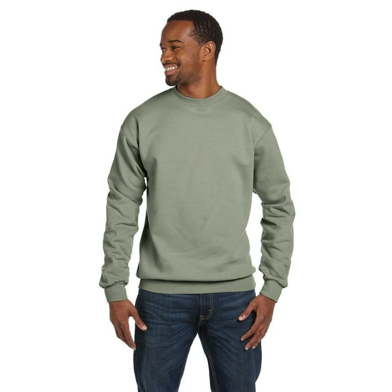 The Hanes 78 oz EcoSmart 50/50 Fleece Crew - STONEWASH GREEN - S