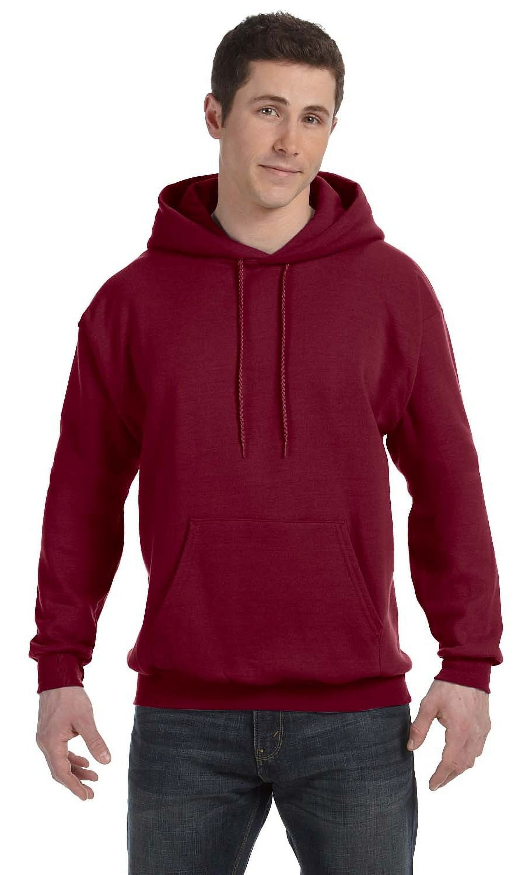 Hanes, The Unisex 7.8 oz., EcosmartÂ® 50/50 Pullover Hooded Sweatshirt -  HEATHER RED - S 
