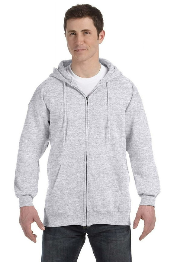 The Hanes 97 oz Ultimate Cotton 90/10 Full-Zip Hood - ASH - XL