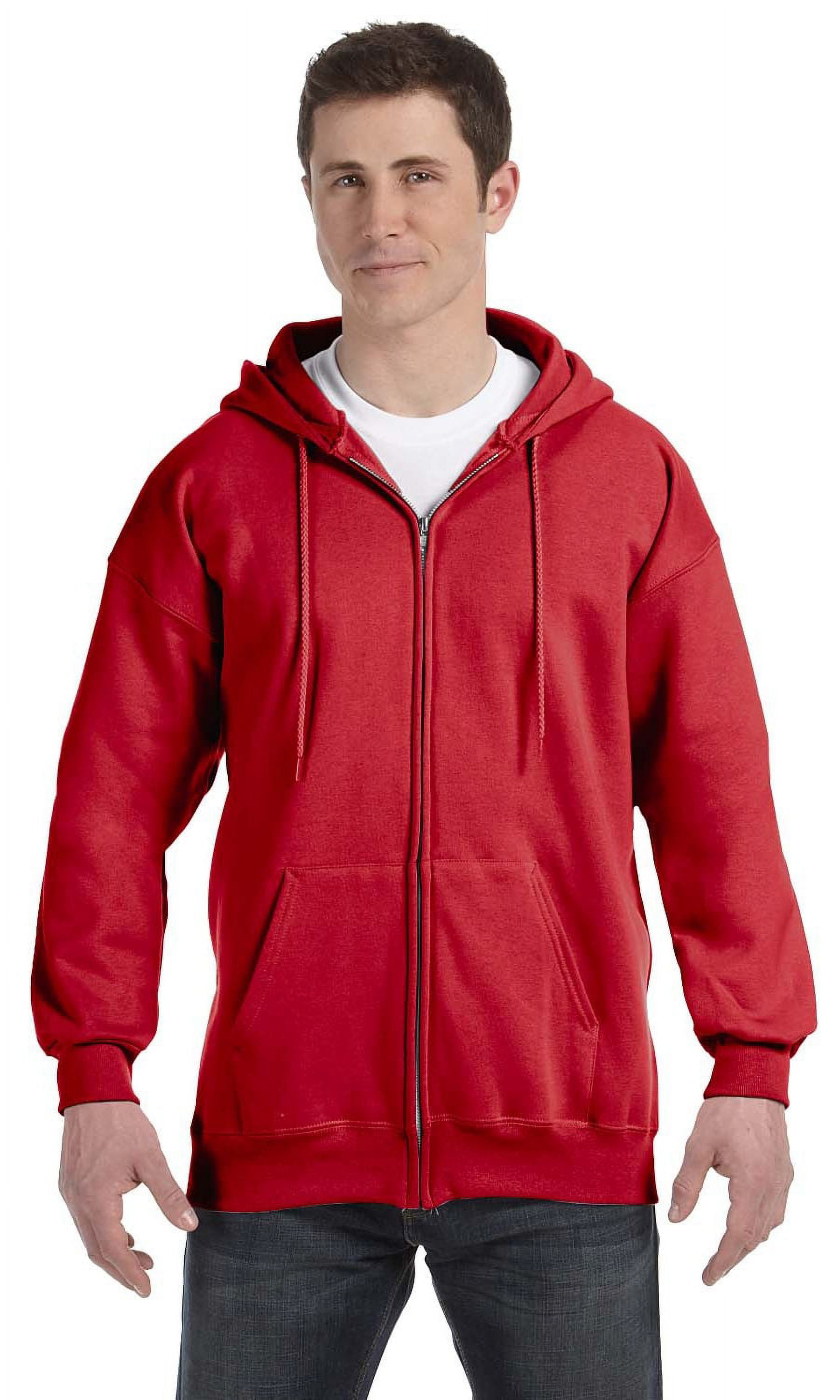 The Hanes 97 oz Ultimate Cotton 90/10 Full-Zip Hood DEEP RED - m ...