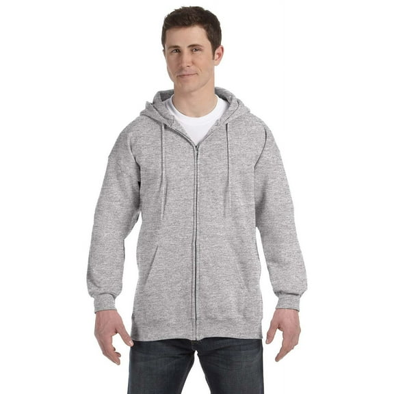 The Hanes 97 oz Ultimate Cotton 90/10 Full-Zip Hood - LIGHT STEEL - 2XL