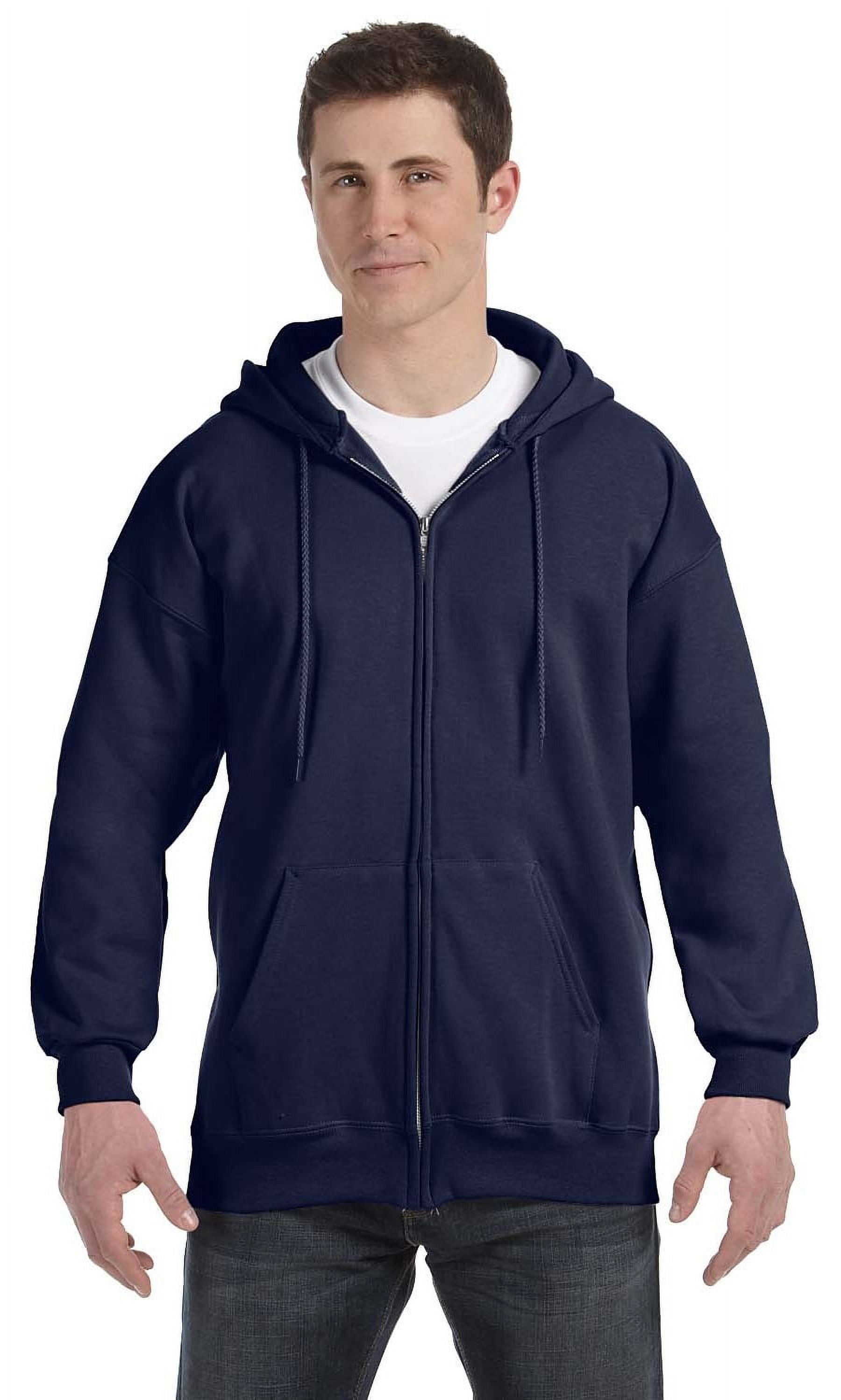 Hanes 97 oz Ultimate Cotton 90/10 Full-Zip Hood - NAVY - XL - (Style # F280 - Original Label) - PACK OF 2