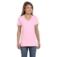 thumbnail image 1 of The Hanes Ladies 45 oz, 100% Ringspun Cotton nano-T V-Neck T-Shirt - PALE PINK - XS, 1 of 2