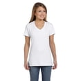 thumbnail image 1 of The Hanes Ladies 45 oz, 100% Ringspun Cotton nano-T V-Neck T-Shirt - WHITE - 2XL, 1 of 3