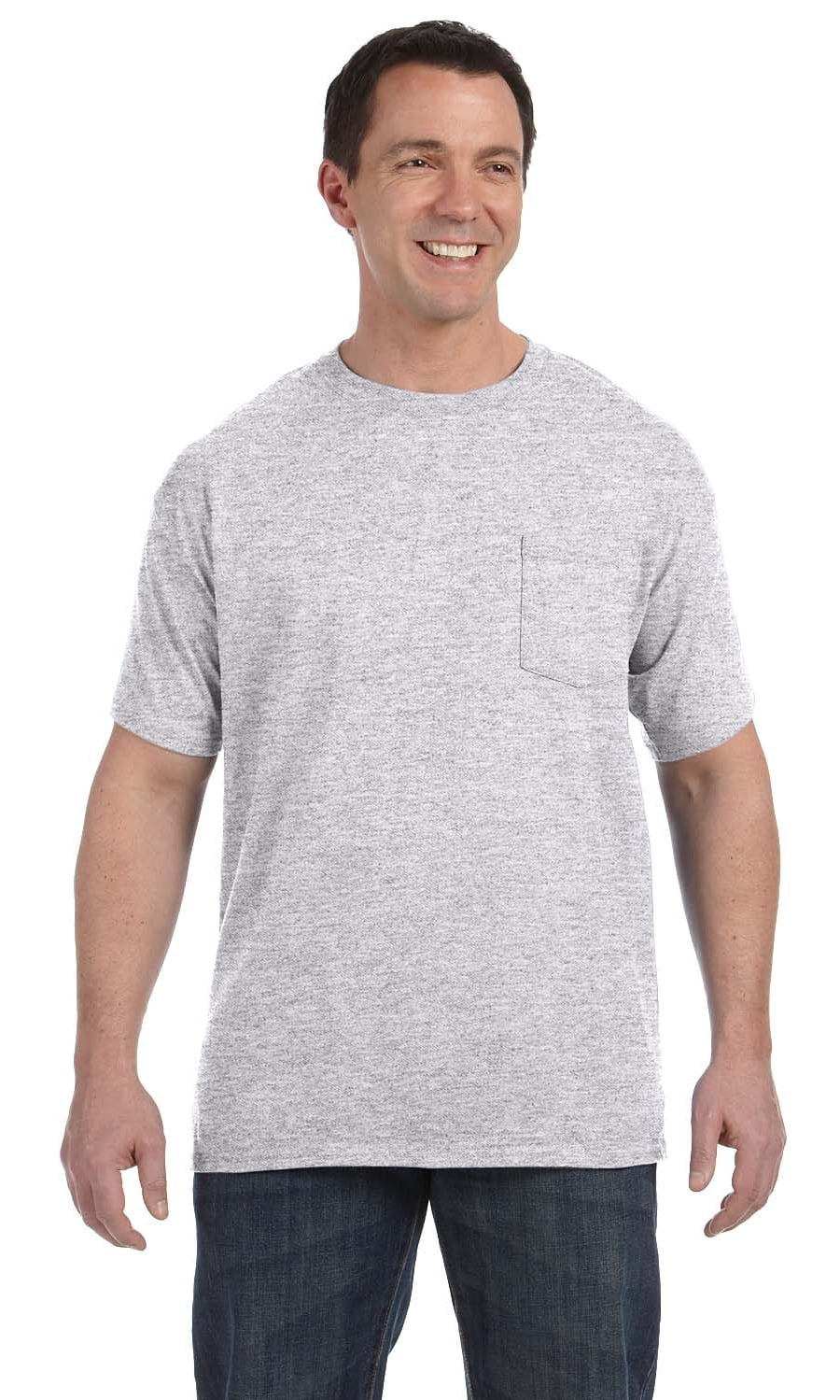 The Hanes Mens 61 oz Tagless Pocket T-Shirt ASH S - Walmart.com