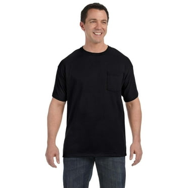 The Hanes Mens 61 oz Tagless Pocket T-Shirt BLACK M