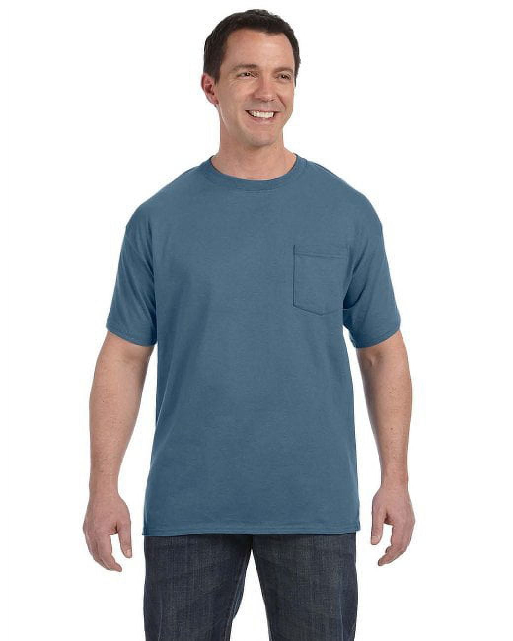 The Hanes Mens 61 oz Tagless Pocket TShirt DENIM BLUE XL