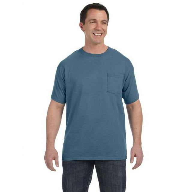 The Hanes Mens 61 oz Tagless Pocket T-Shirt - DENIM BLUE - XL - Walmart.com