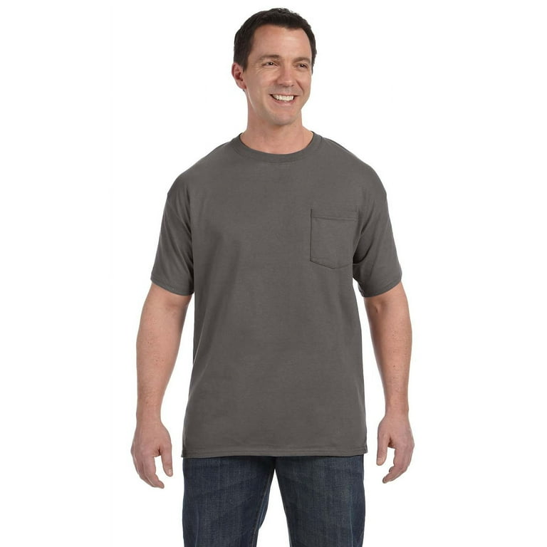 Hanes grey online pocket t shirts