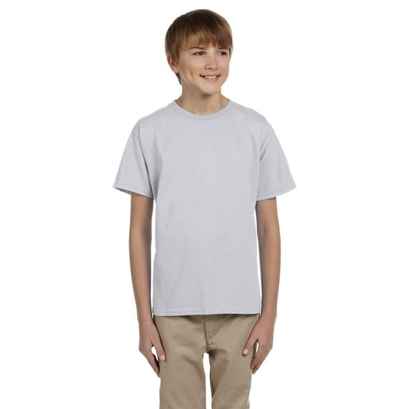 The Hanes Youth 52 oz, 50/50 EcoSmart T-Shirt ASH M