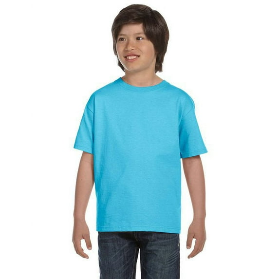 The Hanes Youth 52 oz ComfortSoft Cotton T-Shirt - LIGHT BLUE - L