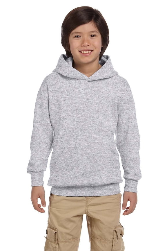 The Hanes Youth 78 oz EcoSmart 50/50 Pullover Hood - ASH - L