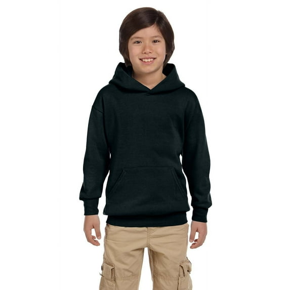 The Hanes Youth 78 oz EcoSmart 50/50 Pullover Hood - BLACK - S