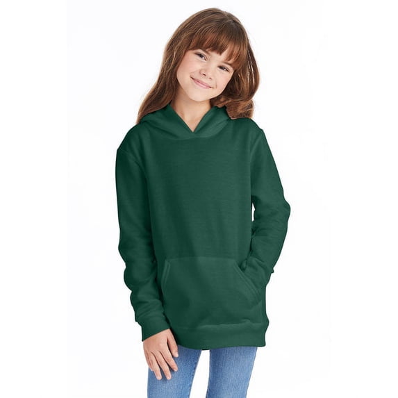 The Hanes Youth 78 oz EcoSmart 50/50 Pullover Hood - DEEP FOREST - L