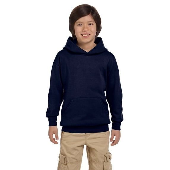 The Hanes Youth 78 oz EcoSmart 50/50 Pullover Hood - NAVY - XL